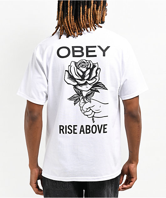 Obey Rise Above Rose White T-Shirt | Zumiez