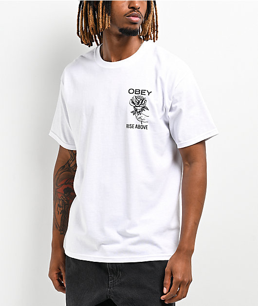 Obey Rise Above Rose White T-Shirt | Zumiez