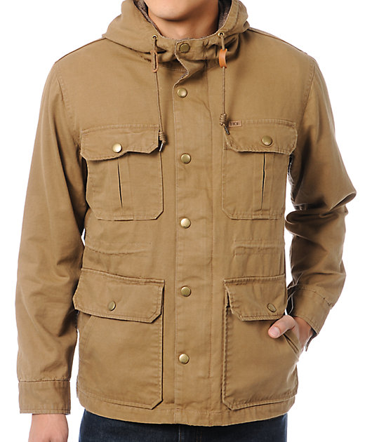 tan hooded jacket