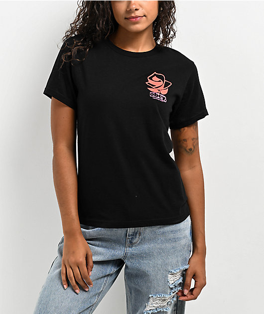 Obey Rose Collage Black T-Shirt | Zumiez