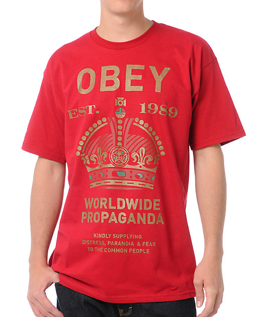 Obey Royal Mandate Red T Shirt Zumiez