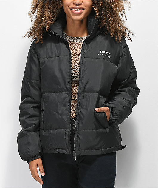 obey ruby leopard print puffer jacket
