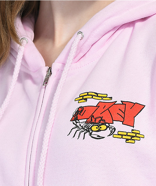 Obey Scorpion sudadera rosa con capucha y cremallera