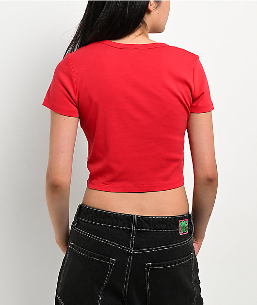 Obey Scripty Skater Red Crop T-Shirt