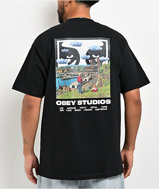 Obey Sky Face Black Heavyweight T-Shirt