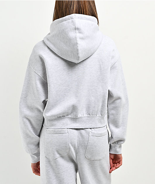 Obey Speed Star Grey Crop Zip Hoodie