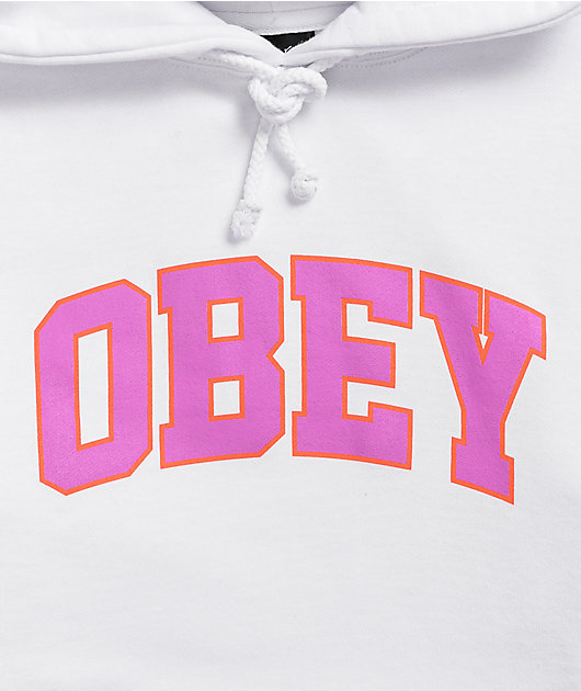 Obey Sports White u0026 Pink Hoodie