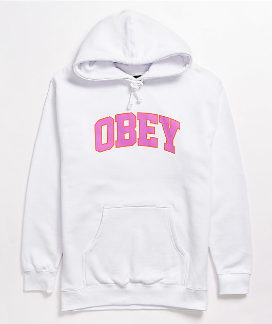 Obey Sports White & Pink Hoodie