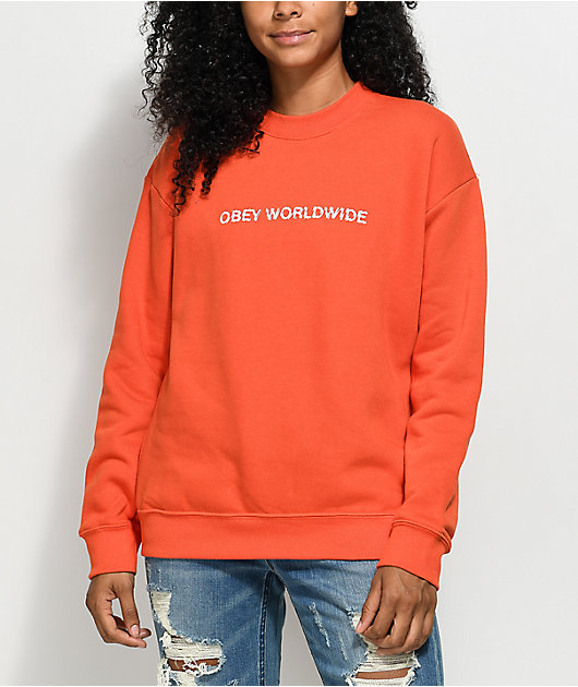 orange crewneck sweatshirt