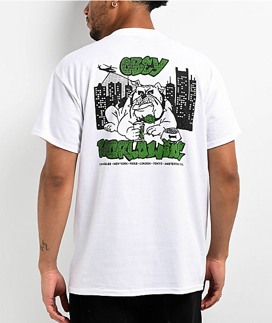 Obey Street Dog White T Shirt