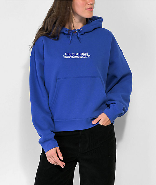 Obey Studios Blue Hoodie Zumiez