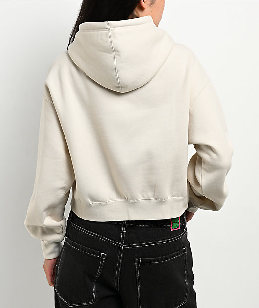 Obey Studios Collegiate Beige Crop Hoodie