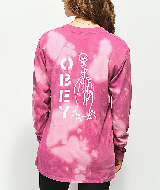 Obey Till Death Pink Bleach Long Sleeve T-Shirt
