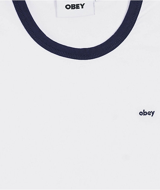 Obey Tyler Ringer White & Blue T-Shirt