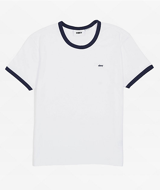 Obey Tyler Ringer White & Blue T-Shirt | Zumiez