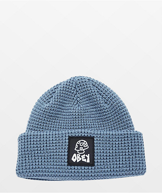 Obey Vacant Leaf Blue Waffle Knit Beanie