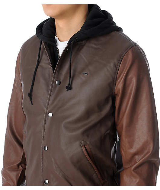 obey leather bomber jacket