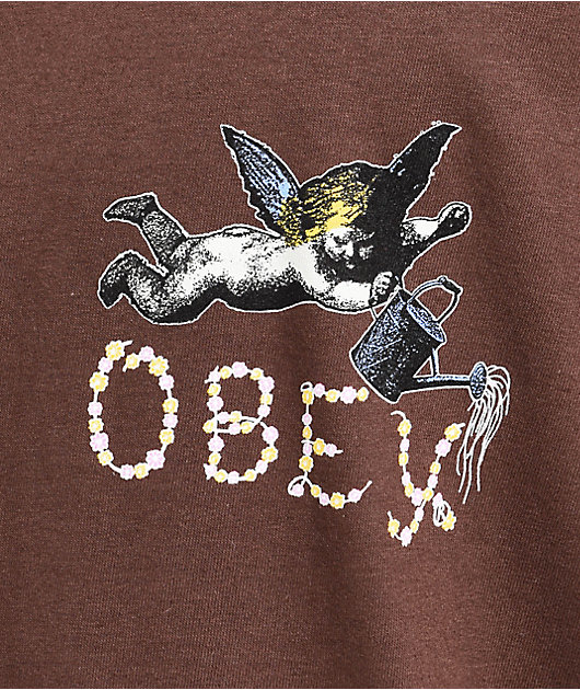 VTG 90’ OBEY エンジェルプリント Tシャツ ブラウン　L Obey Watering Garden Brown T-Shirt | Zumiez