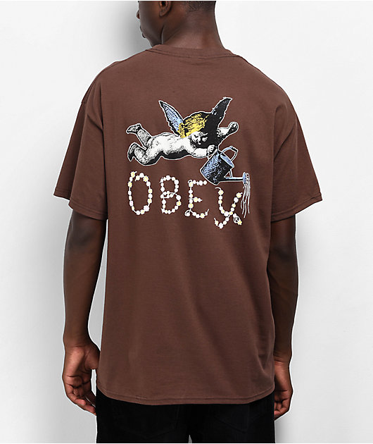Obey Watering Garden Brown T-Shirt | Zumiez