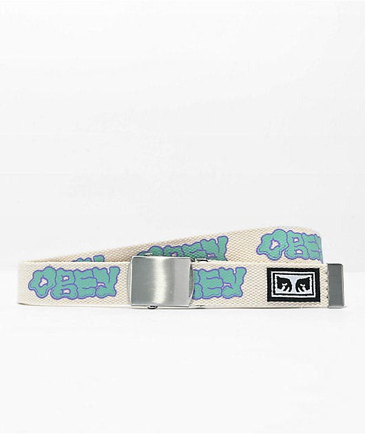Obey Wavy Unbleached White Web Belt Zumiez