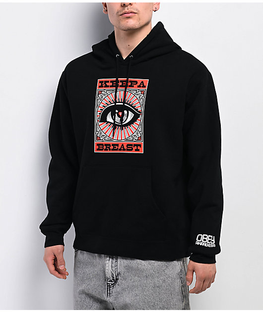 Obey x Keep A Breast Foundation Black Hoodie | Zumiez
