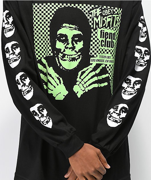 Obey x Misfits Fiend Club Halloween camiseta negra de manga larga