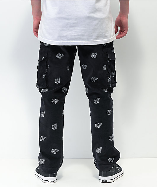 Odd Future All Over Embroideries Black Corduroy Cargo Pants