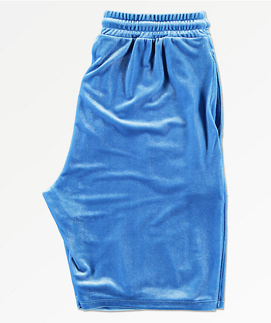 blue velour shorts