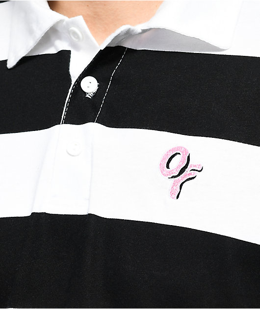 black and white striped polo long sleeve