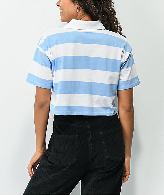 Odd Future Blue & White Stripe Crop Polo Shirt