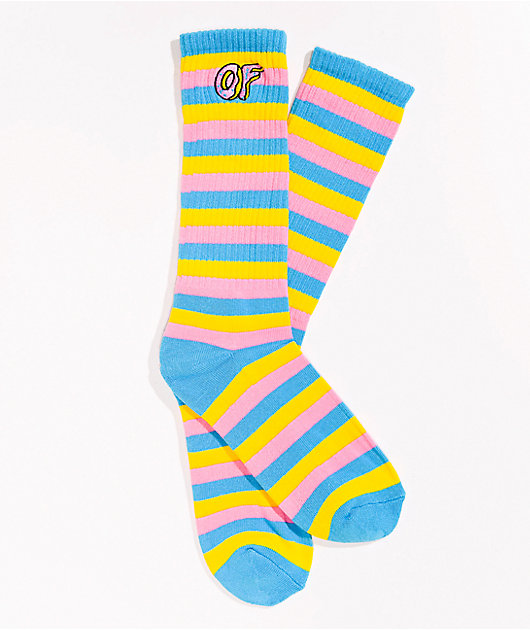 Odd Future Blue & Yellow Stripe Crew Socks | Zumiez