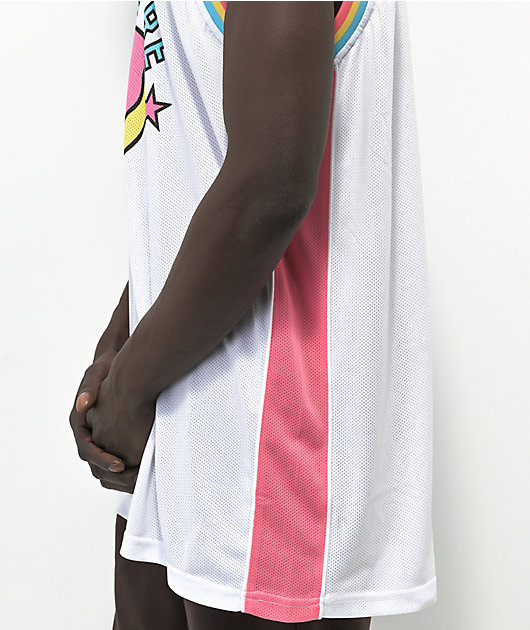 Odd Future Camiseta de baloncesto blanca y rosa 