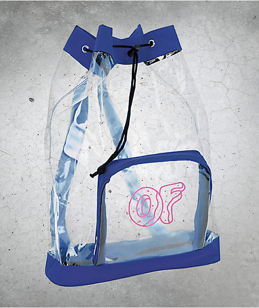 blue drawstring backpack