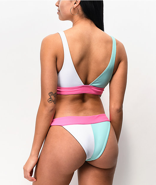 Odd Future Colorblock braguitas de bikini brasileñas en menta y blanco