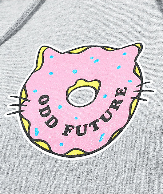 Odd Future Donut Cat sudadera con capucha gris