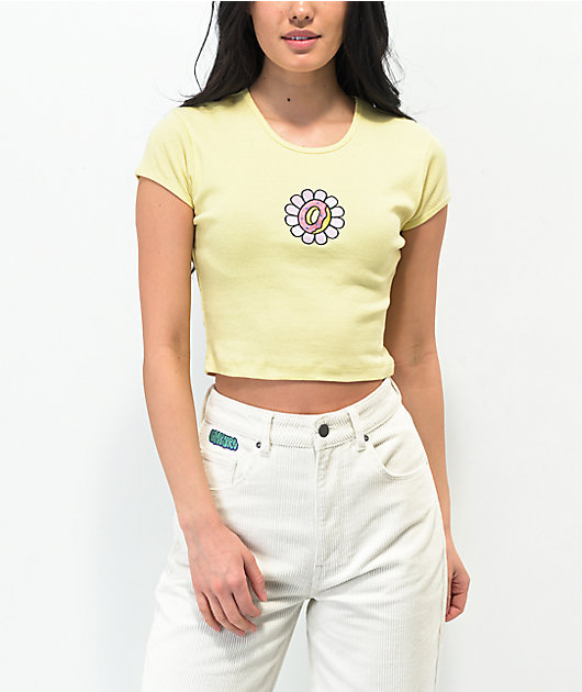 yellow tight crop top