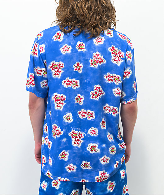 Odd Future Flowers camisa de manga corta azul y morada