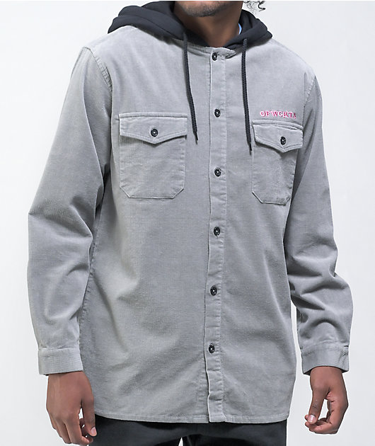 Odd Future Grey Corduroy Hooded Shirt