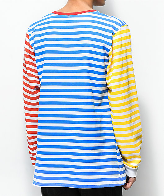 multi colored striped t shirt