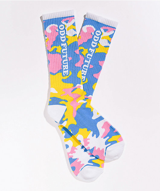 Odd Future Pink, Blue, & Yellow Camo Sock