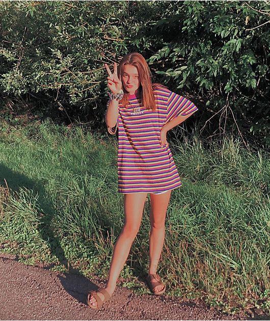 Odd Future Purple, Blue & Yellow Striped T-Shirt