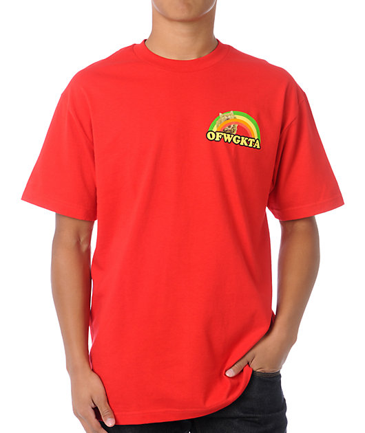 Odd Future Rainbow Cat Red T-Shirt | Zumiez