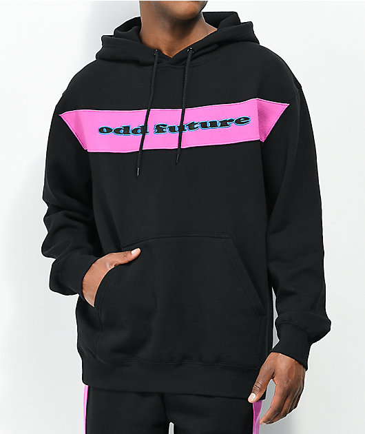 Odd Future Sew In Stripe Panel Black Magenta Hoodie Zumiez