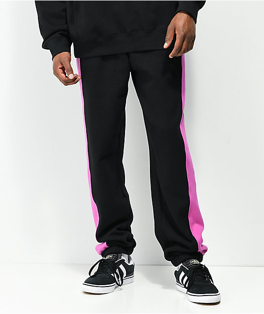 Odd Future Sew In Stripe Panel pantalones de chándal negros y magenta
