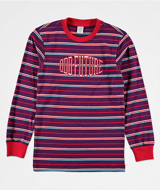 Odd Future Stripes Purple & Red Long Sleeve T-Shirt