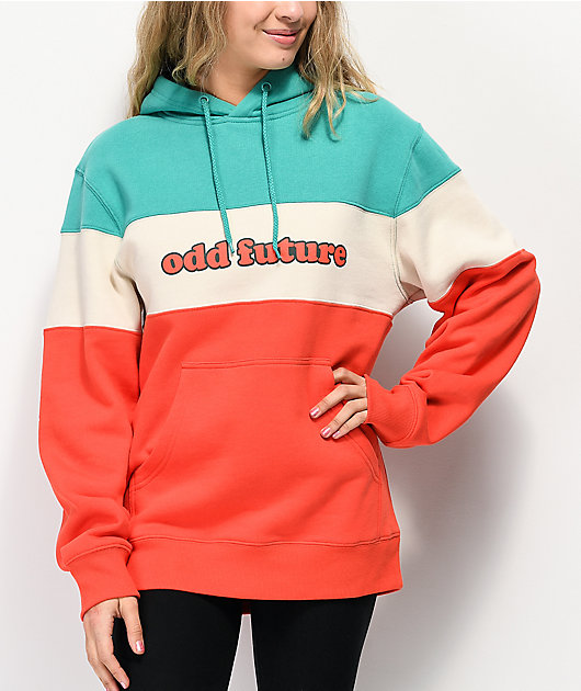 Odd Future Teal, u0026 Orange Colorblock Hoodie
