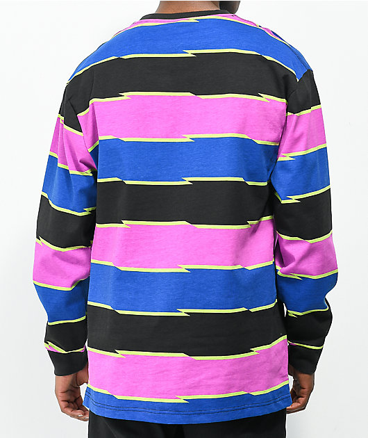 Odd Future Zigzag Black, Blue & Purple Stripe Long Sleeve T-Shirt