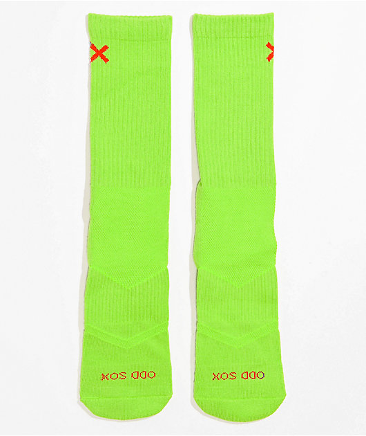 Odd Sox Basix Neon Green Crew Socks