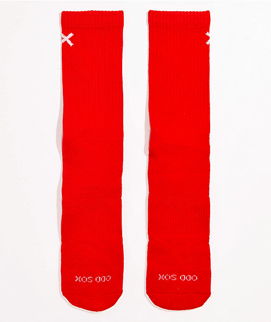 Odd Sox Basix Red Crew Socks