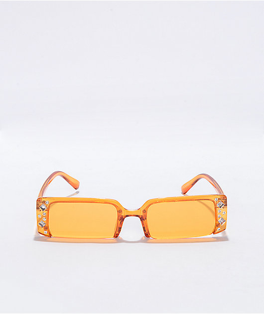 Orange Half Rim Gafas de Sol recatangulares